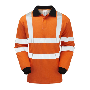 PULSAR PRARC21 Electric Arc Long Sleeve Polo Shirt Orange Small