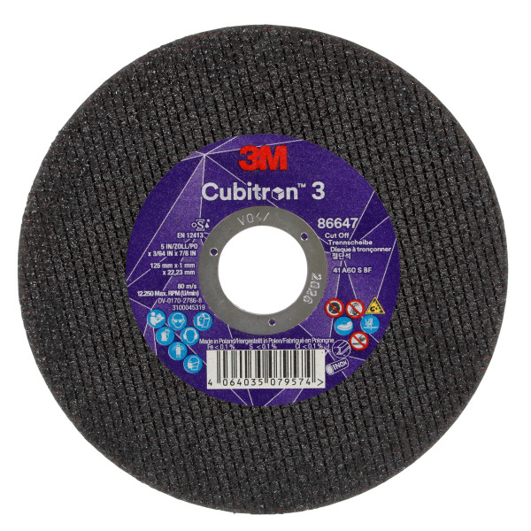 3M Cubitron 3 Cutting 3M Cubitron 3 CutOff Wheel T41 125 x 22 x 1mm