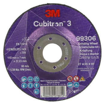 3M Cubitron 3 DPC Grinding Wheel T27 115 x 22 x 7mm 99306