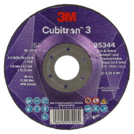 3M Cubitron 3 Cut & Grind Wheel T27 115 x 22 x 4.2mm 95344