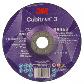 3M Cubitron 3 DPC Grinding Wheel T27 150 x 22 x 7mm 98452 3M Cubitron 3 DPC Grinding Wheel T27 150 x 22 x 7mm 98452