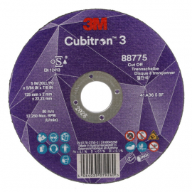 3M Cubitron 3 Cut-Off Wheel T41 125 x 22 x 2mm 88775 3M Cubitron 3 Cut-Off Wheel T41 125 x 22 x 2mm 88775