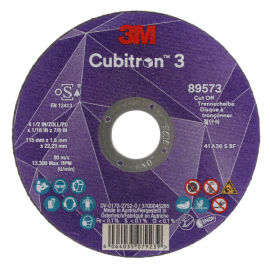 3M Cubitron 3 Cut-Off Wheel T41 115 x 22 x 1.6mm 89573 3M Cubitron 3 Cut-Off Wheel T41 115 x 22 x 1.6mm 89573