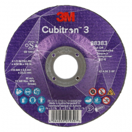 3M Cubitron 3 Cut-Off Wheel T42 115 x 22 x 2.5mm 88383 3M Cubitron 3 Cut-Off Wheel T42 115 x 22 x 2.5mm 88383