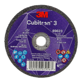3M Cubitron 3 Cut-Off Wheel T41 75 x 9.53 x 1mm 89623